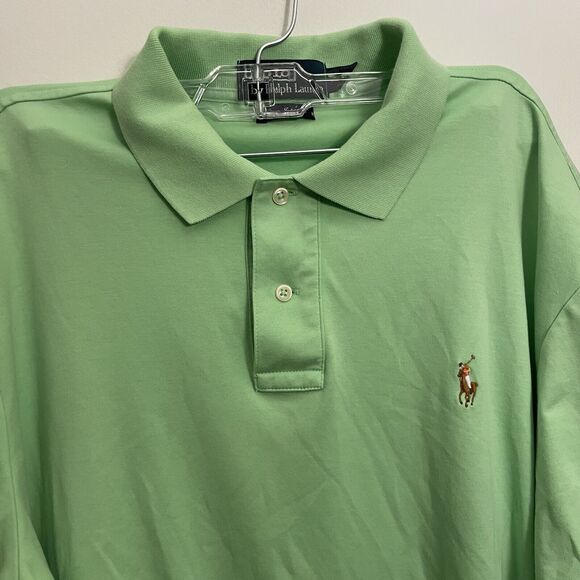 Polo Ralph Lauren Shirt Large L Neon Green Pima Interlock Multi Color Pony Golf - Picture 4 of 13